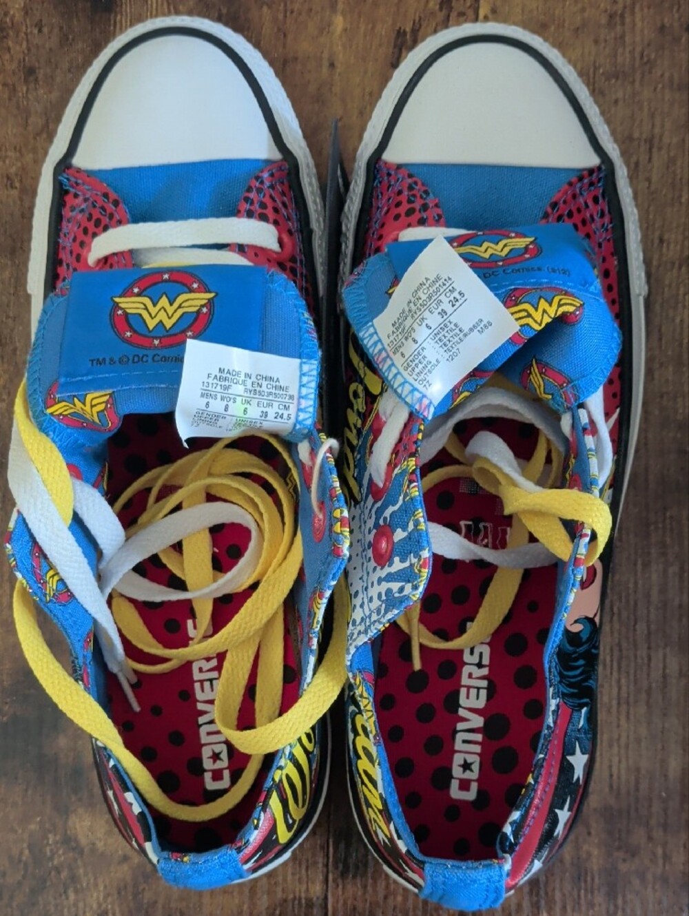 Converse Low-Top Sneakers in Blue, Red & Yellow — Wonder Woman Graphic - Picture 4 of 4